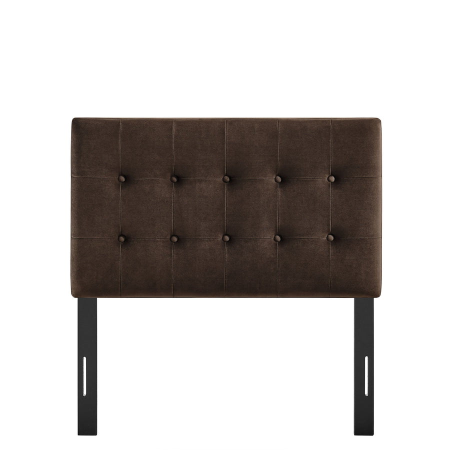 Vale Stain-Resistant Performance Velvet Twin Size Headboard in Chocolate Brown