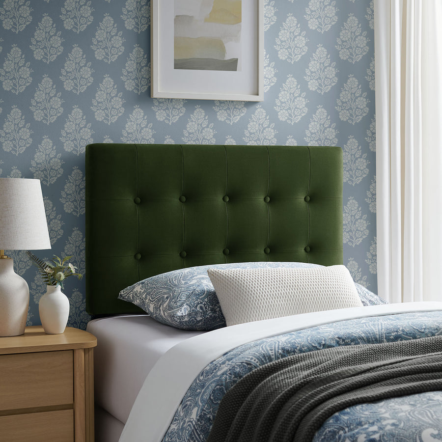Vale Stain-Resistant Performance Velvet Twin Size Headboard in Moss Green