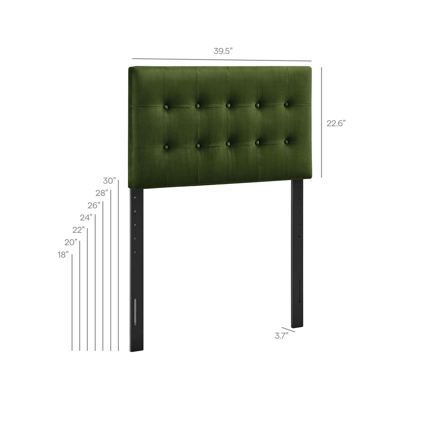 Vale Stain-Resistant Performance Velvet Twin Size Headboard in Moss Green