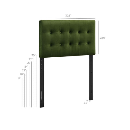 Emily Stain-Resistant Performance Velvet Twin Size Headboard in Moss Green