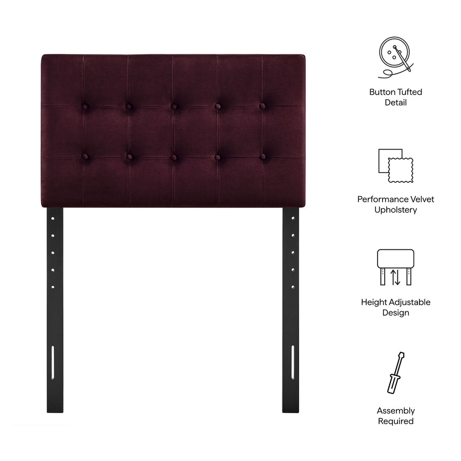 Vale Stain-Resistant Performance Velvet Twin Size Headboard in Mulberry