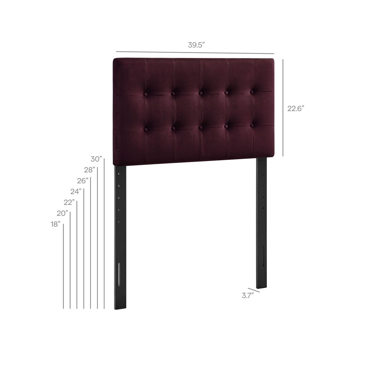 Vale Stain-Resistant Performance Velvet Twin Size Headboard in Mulberry