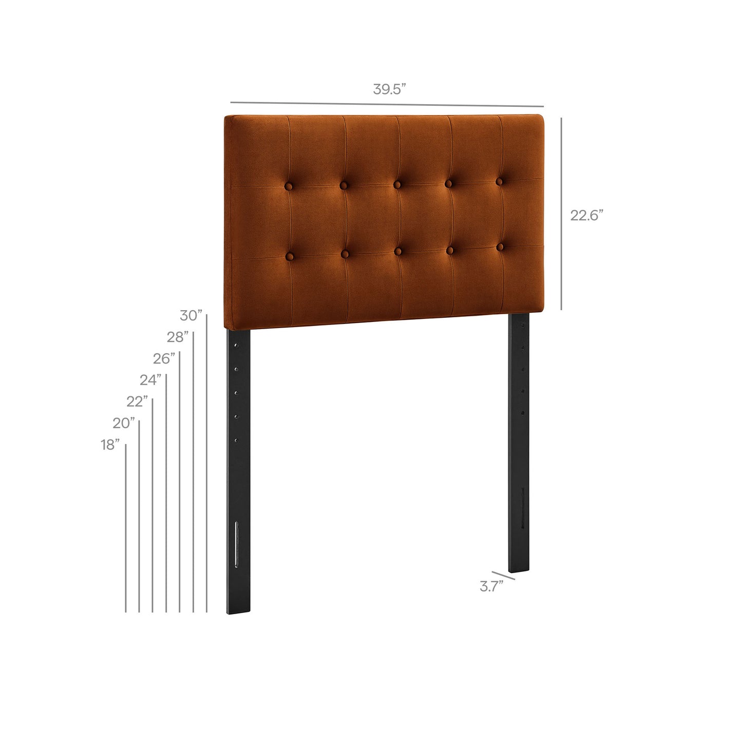 Vale Stain-Resistant Performance Velvet Twin Size Headboard in Rust