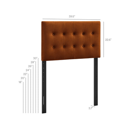 Emily Stain-Resistant Performance Velvet Twin Size Headboard in Rust