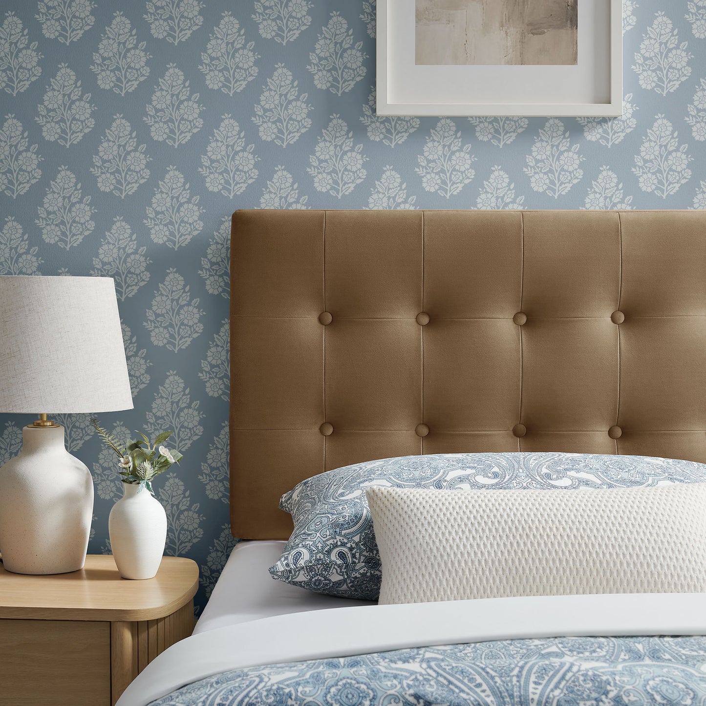 Vale Stain-Resistant Performance Velvet Twin Size Headboard in Taupe