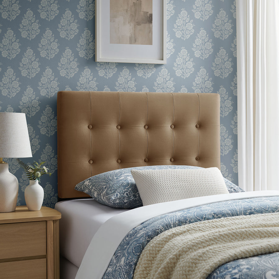 Vale Stain-Resistant Performance Velvet Twin Size Headboard in Taupe