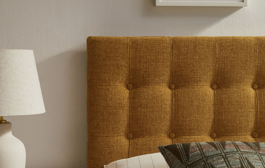 Vale Fabric Upholstered Twin Size Headboard in Copper