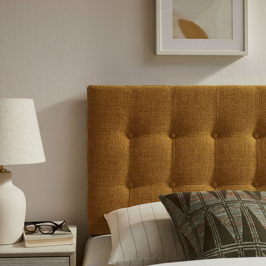 Vale Fabric Upholstered Twin Size Headboard in Copper