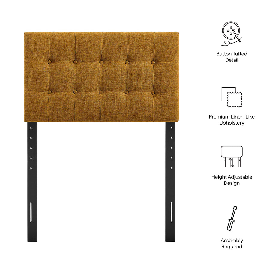 Vale Fabric Upholstered Twin Size Headboard in Copper