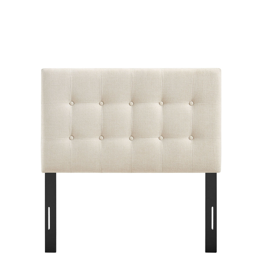 Vale Fabric Upholstered Twin Size Headboard in Ecru