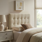 Vale Fabric Upholstered Twin Size Headboard in Ecru