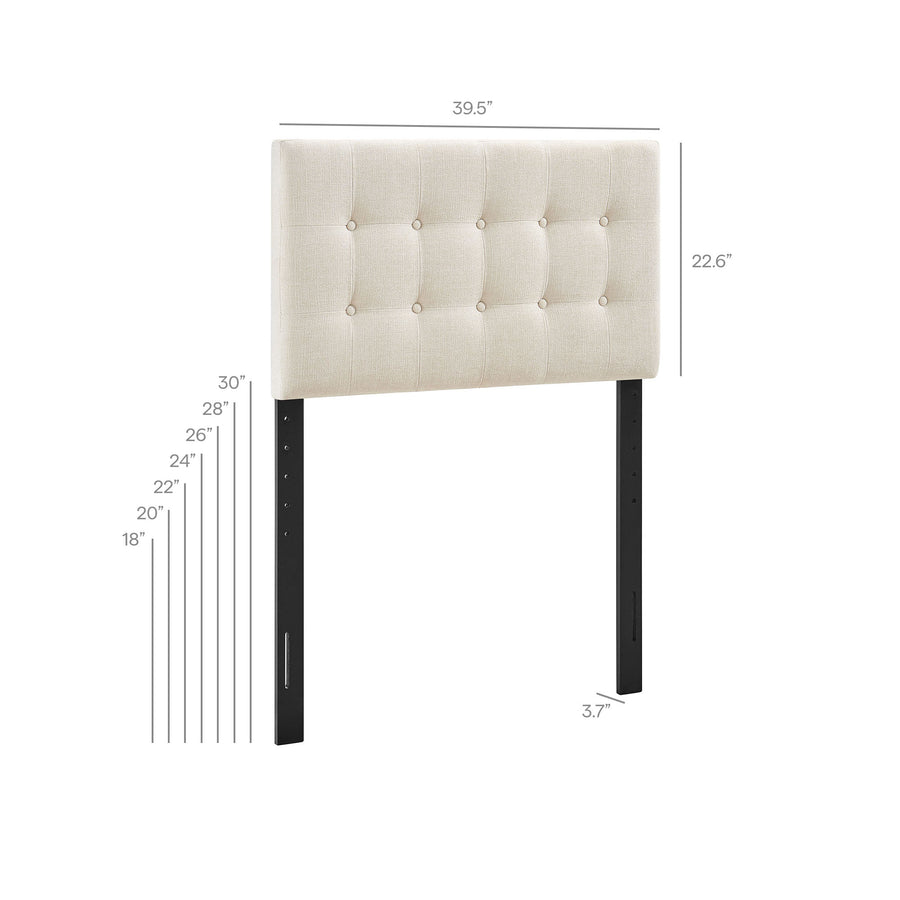Vale Fabric Upholstered Twin Size Headboard in Ecru