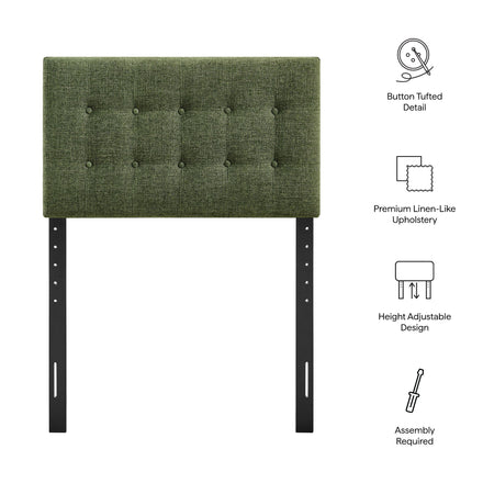 Emily Fabric Upholstered Twin Size Headboard in Foliage