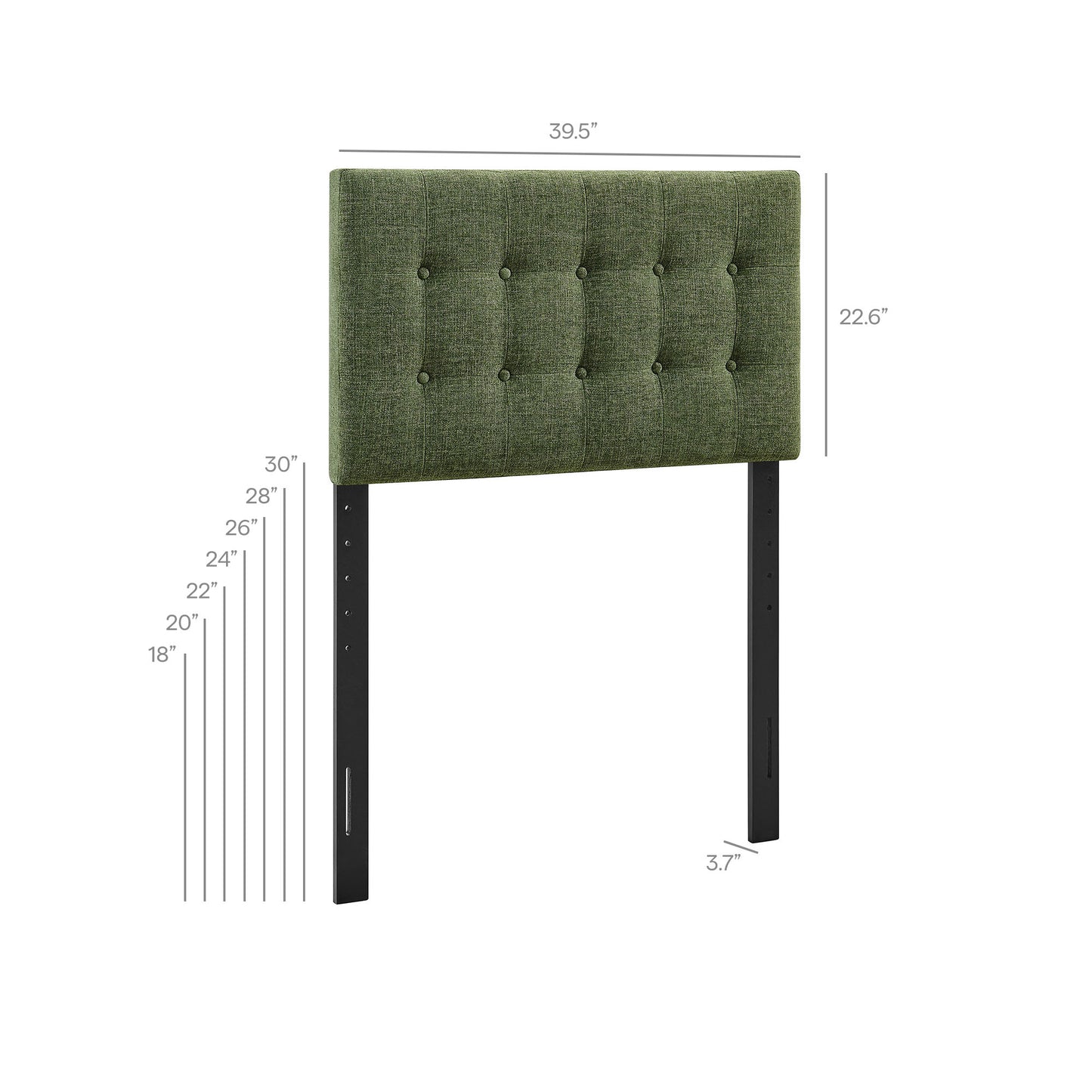Vale Fabric Upholstered Twin Size Headboard in Foliage