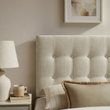 Vale Fabric Upholstered Twin Size Headboard in Linen