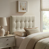 Vale Fabric Upholstered Twin Size Headboard in Linen