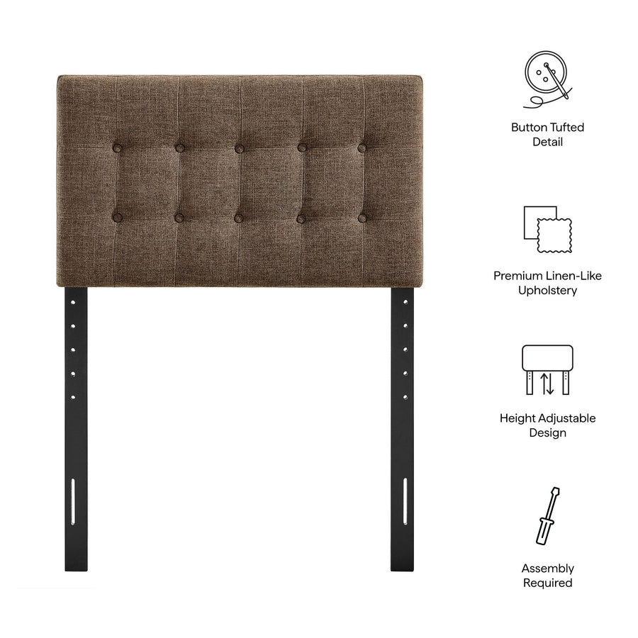 Vale Fabric Upholstered Twin Size Headboard in Mocha