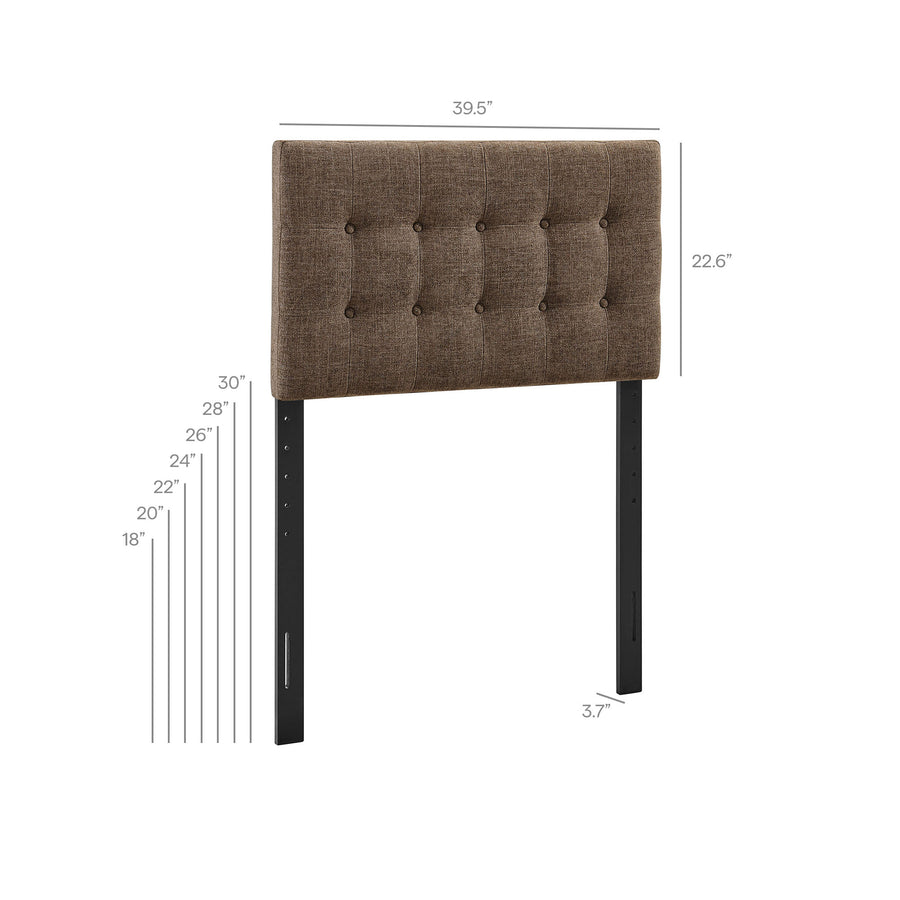 Vale Fabric Upholstered Twin Size Headboard in Mocha