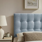 Vale Fabric Upholstered Twin Size Headboard in Sky Blue