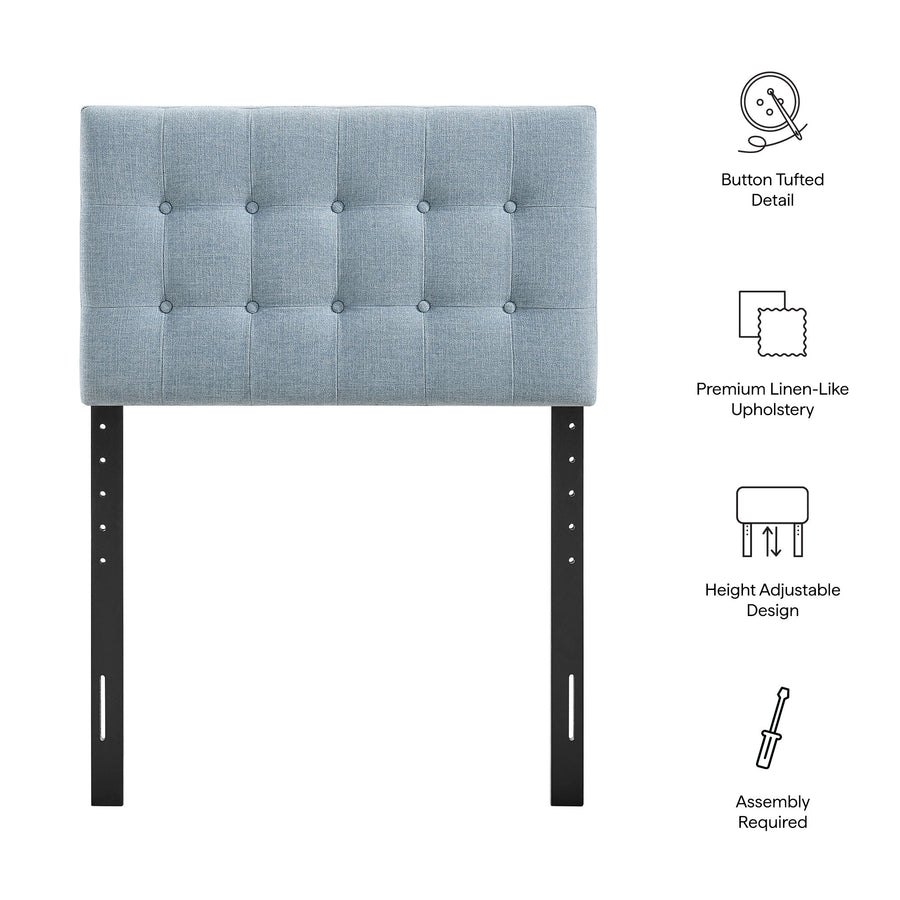 Vale Fabric Upholstered Twin Size Headboard in Sky Blue