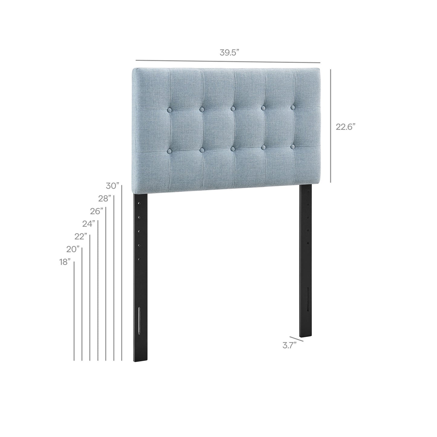 Vale Fabric Upholstered Twin Size Headboard in Sky Blue