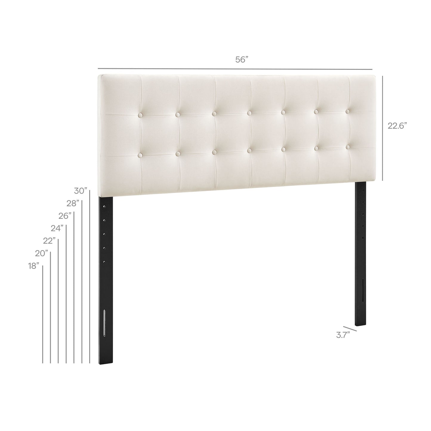 Vale Stain-Resistant Performance Velvet Full Size Headboard in Alabaster