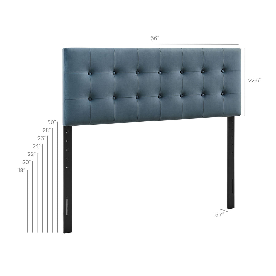 Vale Stain-Resistant Performance Velvet Full Size Headboard in Cadet Blue