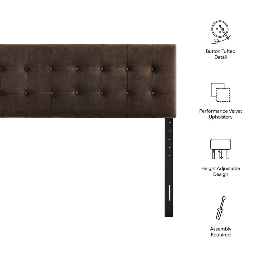 Vale Stain-Resistant Performance Velvet Full Size Headboard in Chocolate Brown
