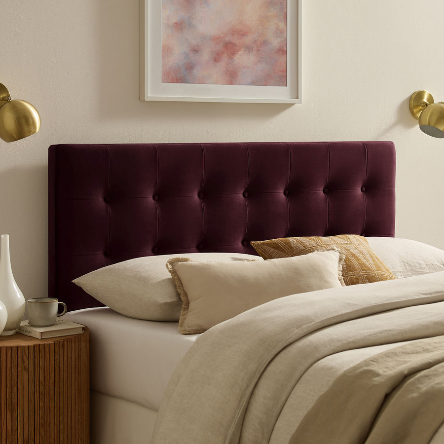 Vale Stain-Resistant Performance Velvet Full Size Headboard in Mulberry