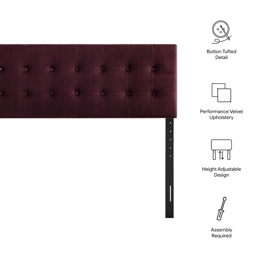 Vale Stain-Resistant Performance Velvet Full Size Headboard in Mulberry