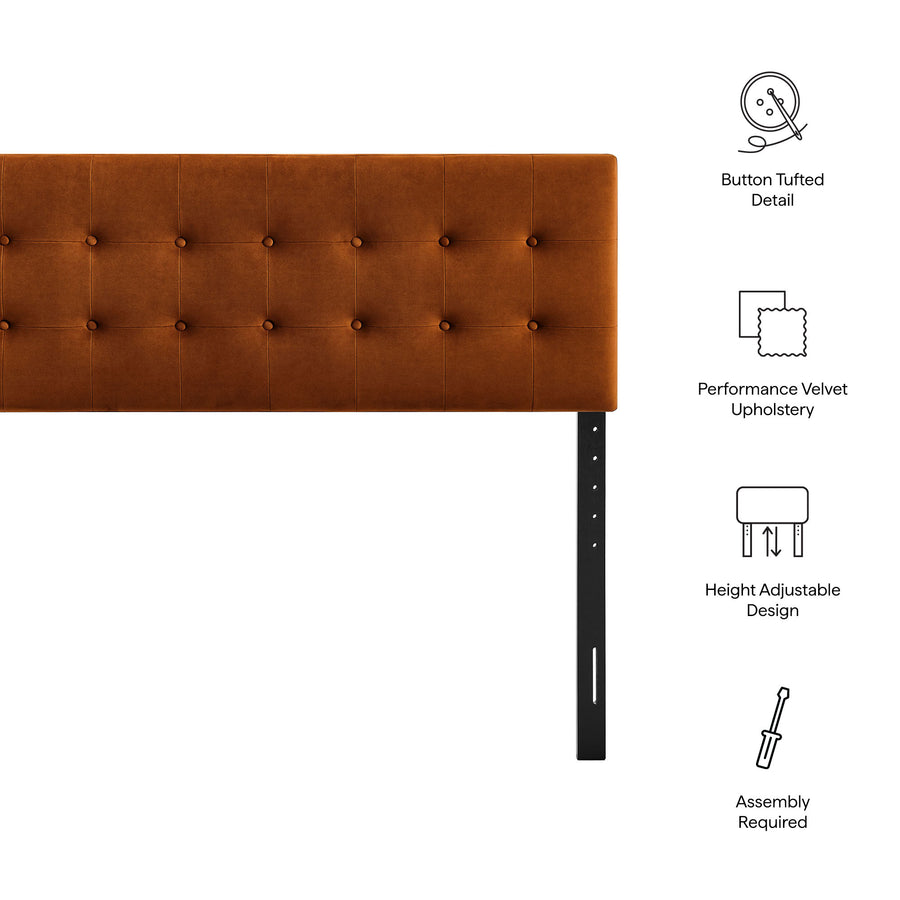 Vale Stain-Resistant Performance Velvet Full Size Headboard in Rust