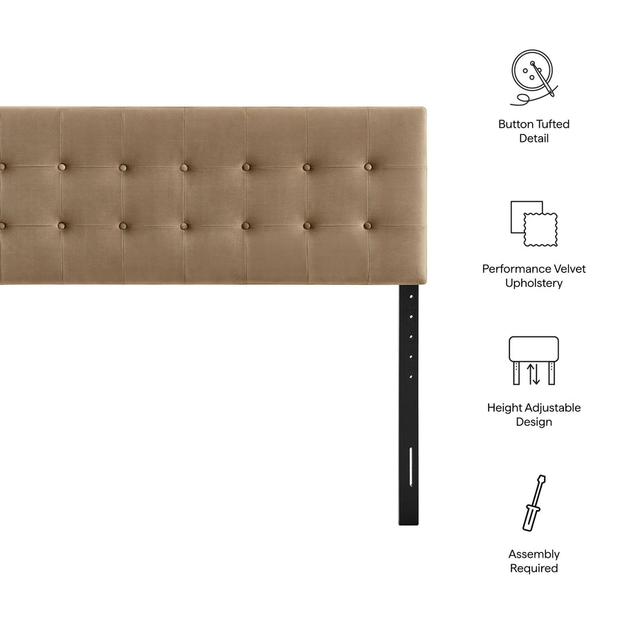 Vale Stain-Resistant Performance Velvet Full Size Headboard in Taupe