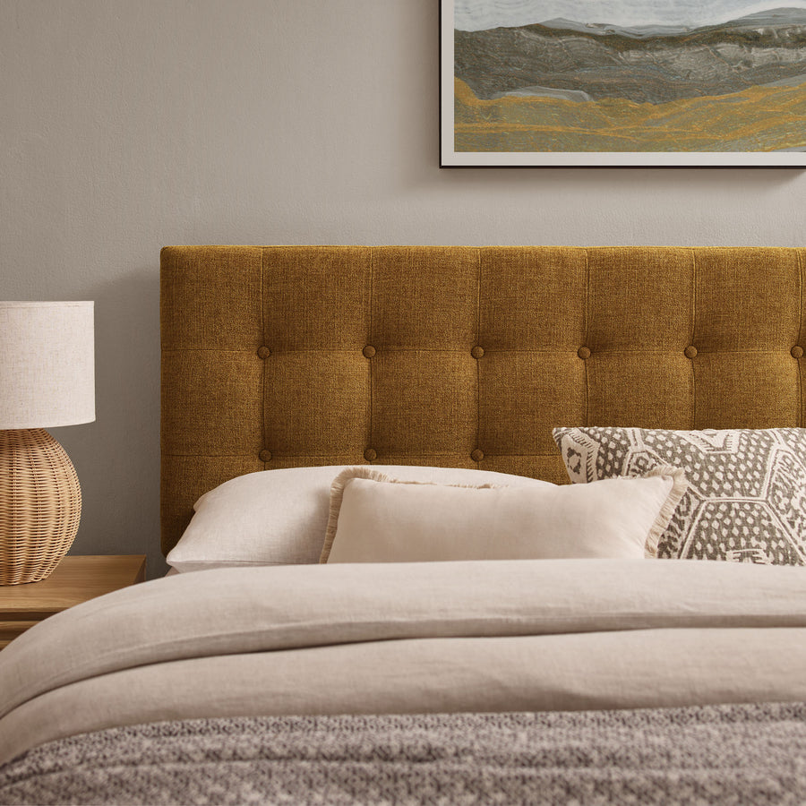 Vale Fabric Upholstered Full Size Headboard in Copper