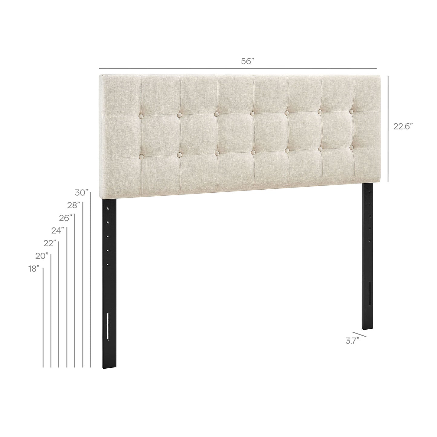 Vale Fabric Upholstered Full Size Headboard in Ecru