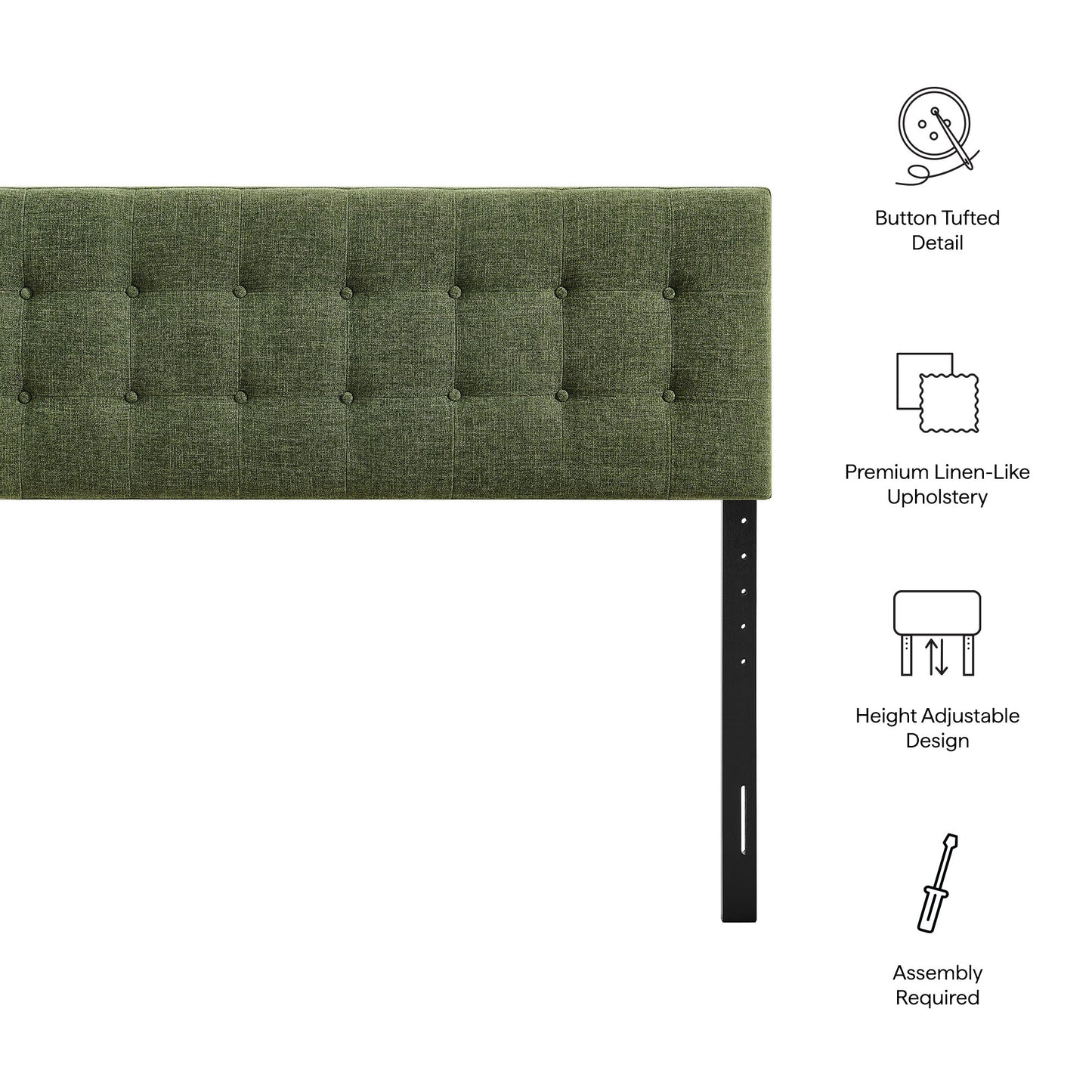 Vale Fabric Upholstered Full Size Headboard in Foliage