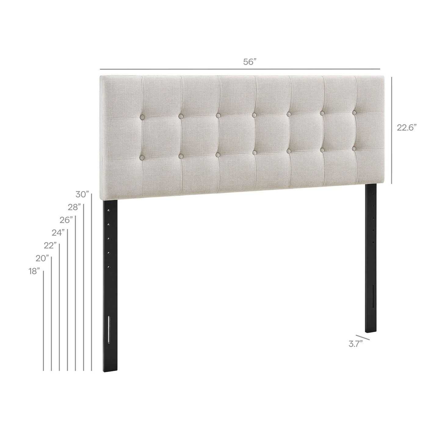 Vale Fabric Upholstered Full Size Headboard in Linen