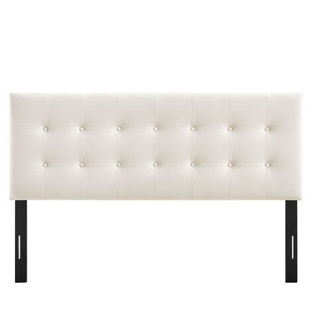 Emily Stain-Resistant Performance Velvet Queen Size Headboard in Alabaster