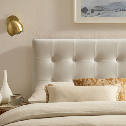 Emily Stain-Resistant Performance Velvet Queen Size Headboard in Alabaster