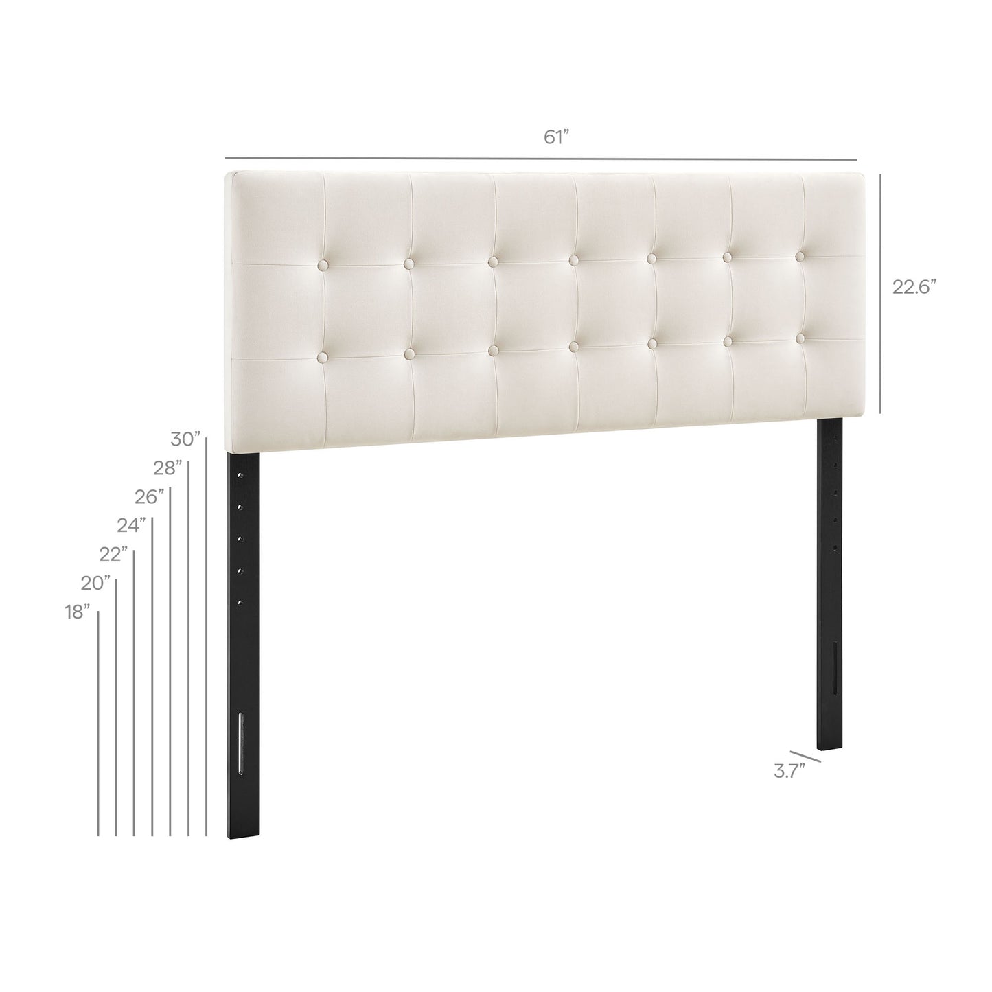 Vale Stain-Resistant Performance Velvet Queen Size Headboard in Alabaster