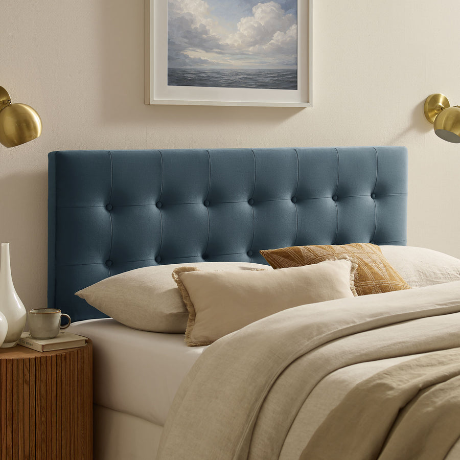 Vale Stain-Resistant Performance Velvet Queen Size Headboard in Cadet Blue