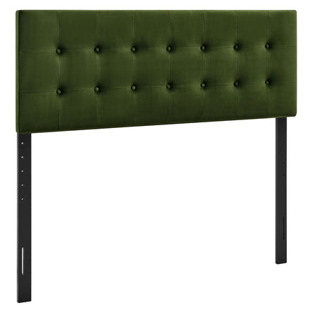 Emily Stain-Resistant Performance Velvet Queen Size Headboard in Moss Green