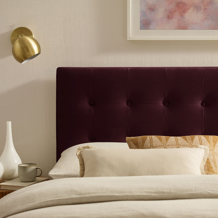 Vale Stain-Resistant Performance Velvet Queen Size Headboard in Mulberry