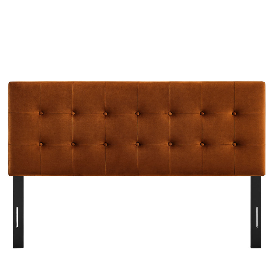Vale Stain-Resistant Performance Velvet Queen Size Headboard in Rust