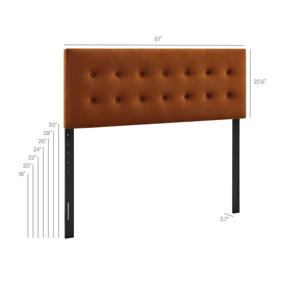 Vale Stain-Resistant Performance Velvet Queen Size Headboard in Rust
