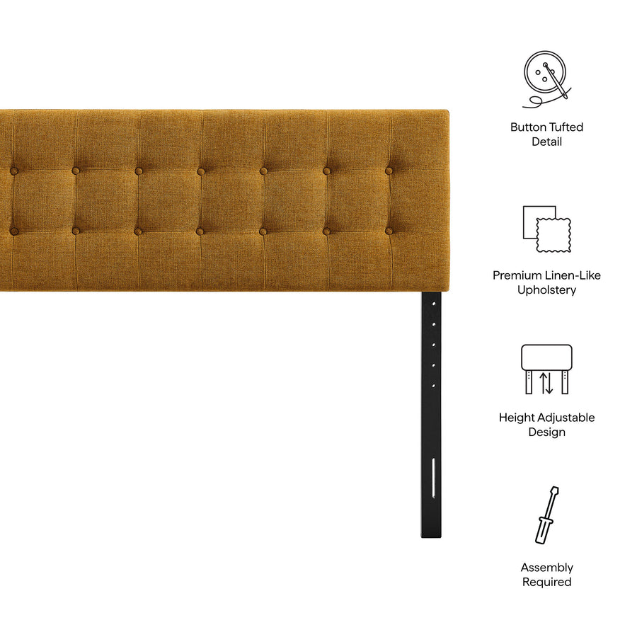 Vale Fabric Upholstered Queen Size Headboard in Copper
