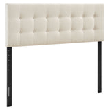 Vale Fabric Upholstered Queen Size Headboard in Ecru
