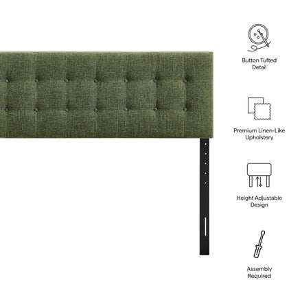 Emily Fabric Upholstered Queen Size Headboard in Foliage