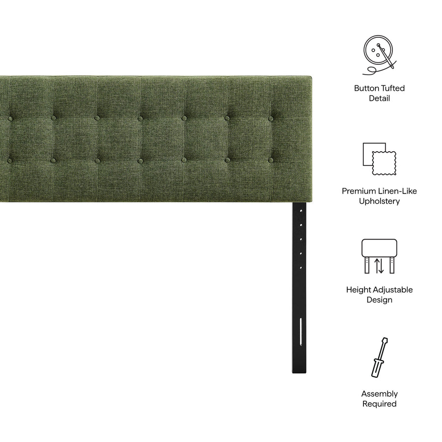 Vale Fabric Upholstered Queen Size Headboard in Foliage