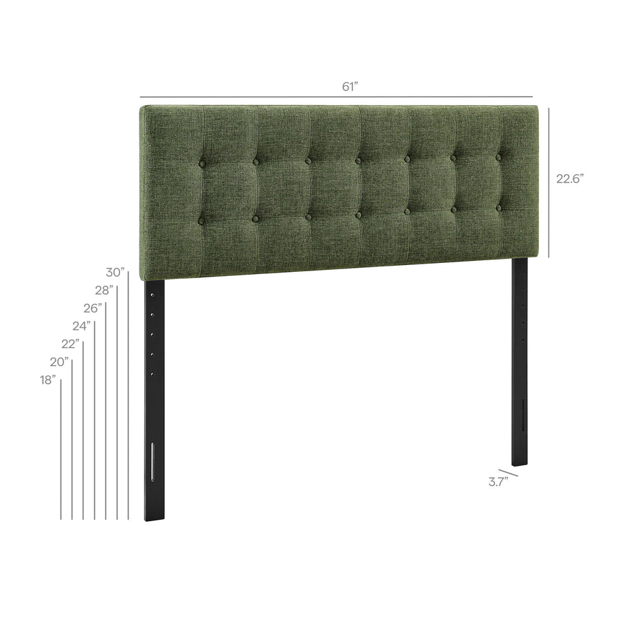 Vale Fabric Upholstered Queen Size Headboard in Foliage