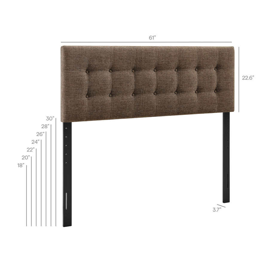 Vale Fabric Upholstered Queen Size Headboard in Mocha